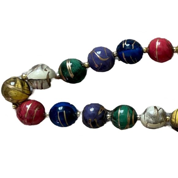 Glass Jasper Boho Womens Multicolor Round Beads Necklace - Picture 4 of 7